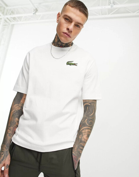 Lacoste large logo oversized t-shirt in white