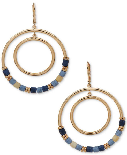 Gold-Tone Beaded Orbital Drop Earrings