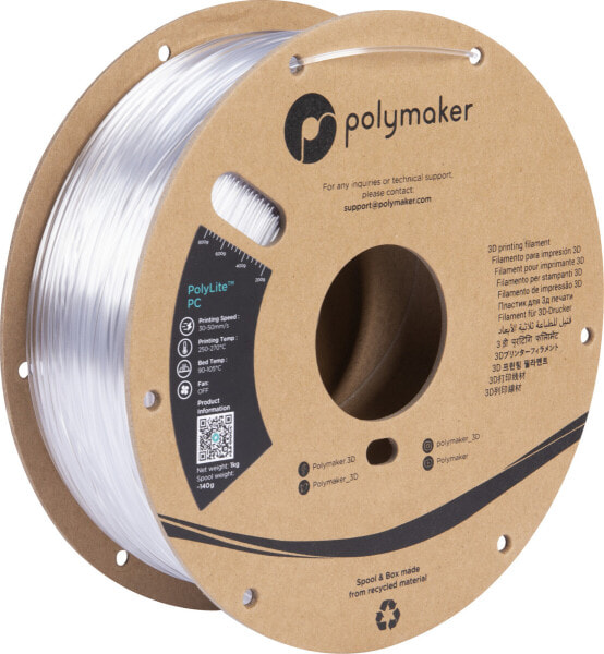 Polymaker PC01001 PolyLite Filament PC Polycarbonat hohe Steifigkeit hitzebeständig 1.75 mm