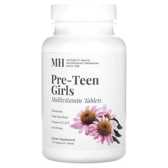 Витамины мультивitamin для девочек-подростков Pre-Teen, 120 вегетарианских таблеток, Michael's Naturopathic.