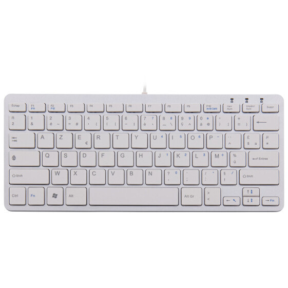 R-Go Compact R-Go ergonomic keyboard AZERTY (FR) - wired - white - Mini - Wired - USB - AZERTY - White