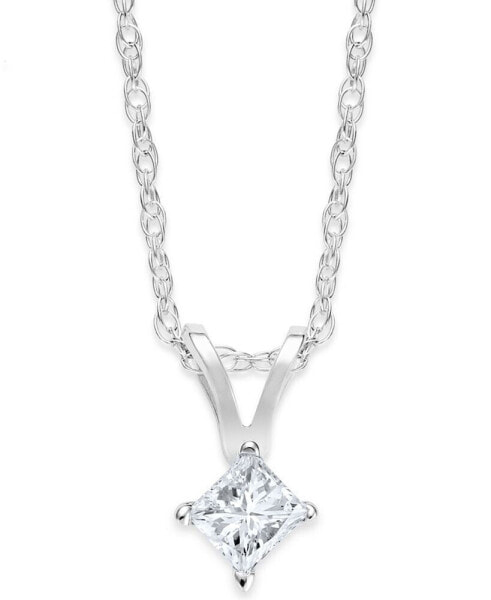 Princess-Cut Diamond Pendant Necklace in 10k Yellow or White Gold (1/6 ct. t.w.)