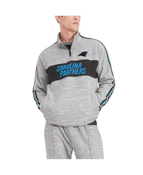 Men's Heathered Gray Carolina Panthers Mario Quarter-Zip Jacket