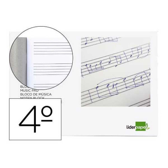 LIDERPAPEL Music pad staff 5 mm quarter 20 sheets 100g/m2 stapled