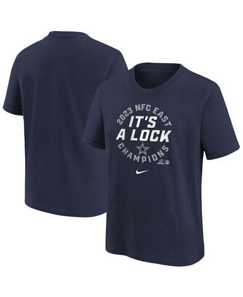 Big Boys and Girls Navy Dallas Cowboys 2023 NFC East Division Champions Locker Room Trophy Collection T-shirt