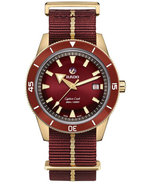 Men's Swiss Automatic Captain Cook Red NATO Strap Watch 42mm