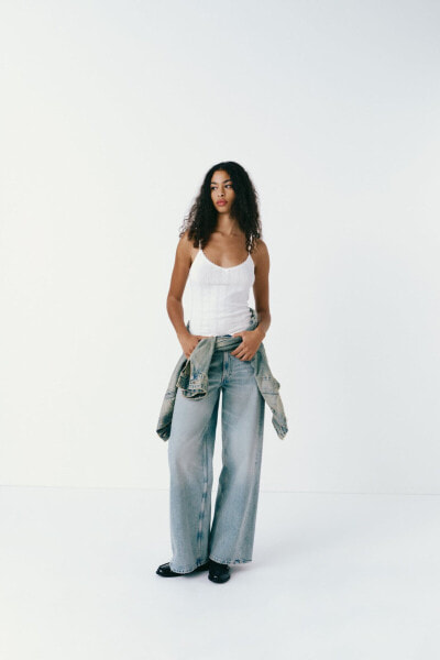 Trf wide-leg mid-rise jeans