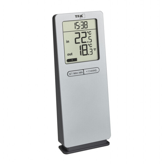 TFA 30.3071.54 - Electronic environment thermometer - Indoor/outdoor - Digital - Silver - Plastic - Wall