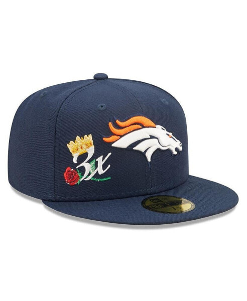 Бейсболка с козырьком New Era Denver Broncos Crown 3x Super Bowl Champions 59FIFTY для мужчин