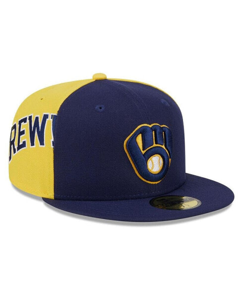 Men's Navy/Gold Milwaukee Brewers Gameday Sideswipe 59Fifty Fitted Hat