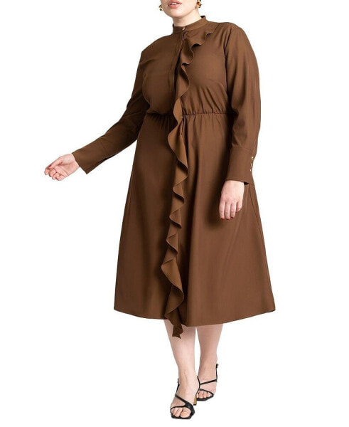 Plus Size Cascade Midi Dress - 22, Carafe