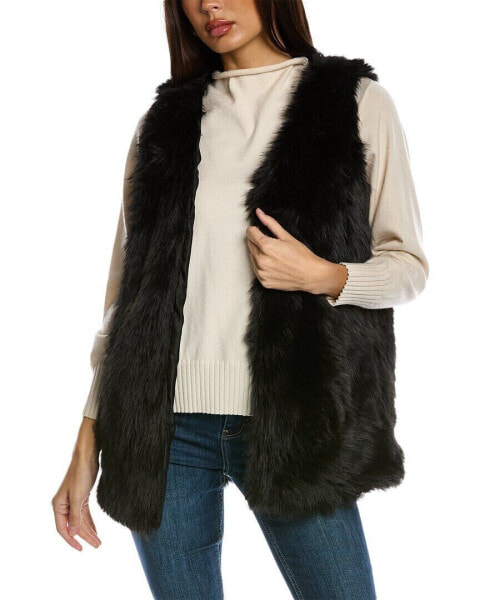 Surell Accessories Shaggy Vest Women's Black