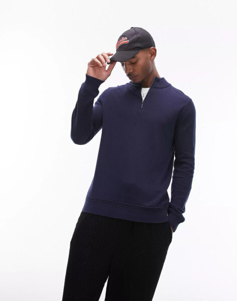 Topman essentials 1/4 zip in navy