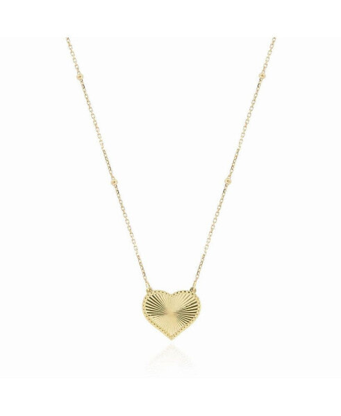 Fluted Gold Single Heart Necklace 14K Gold