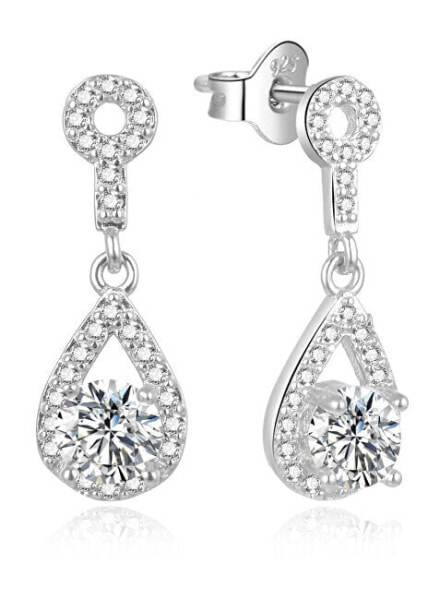 Glittering silver earrings E0002557