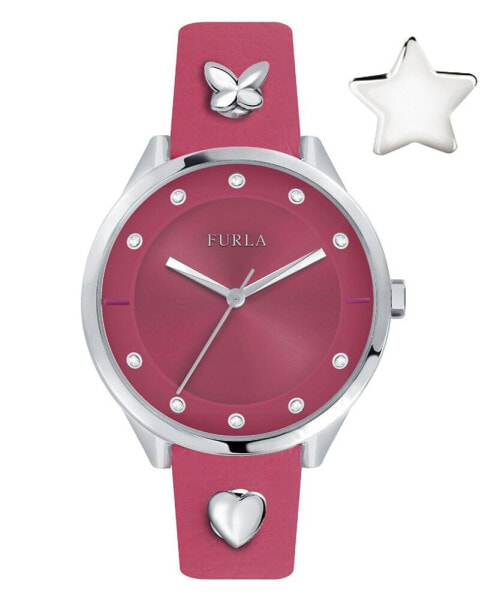 Women's Pin Pink Dial Calfskin Leather Watch