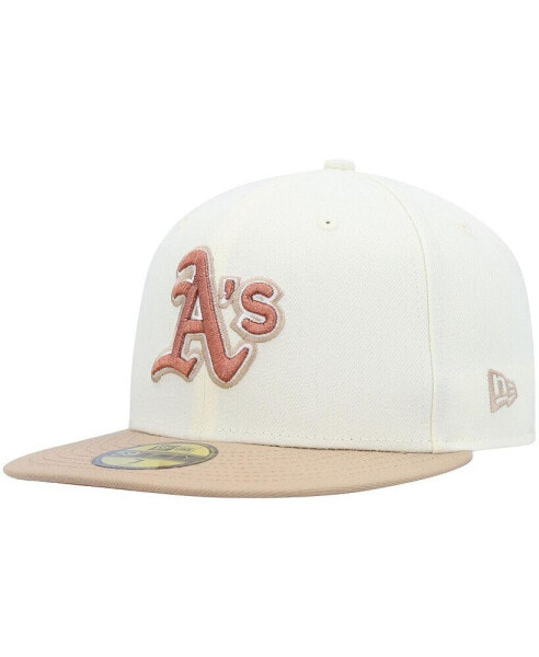 Men's Cream Oakland Athletics Chrome Camel Rust Undervisor 59FIFTY Fitted Hat