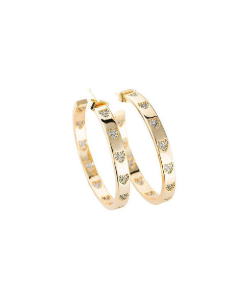 316L Gold-Tone Heart Atta Girl! Hoop Earrings