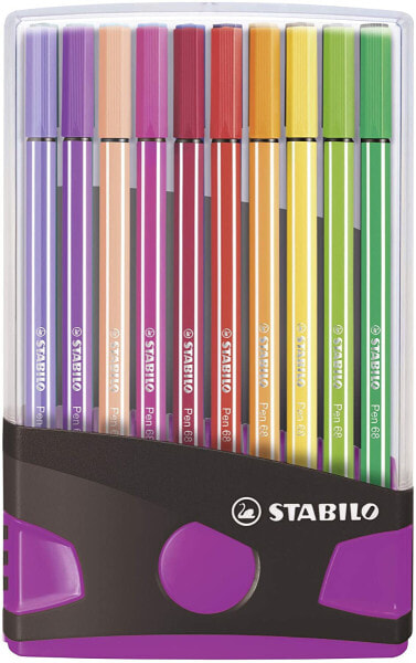STABILO Pen 68, Medium, 20 colours, Multicolour, Bullet tip, 1 mm, Multicolour