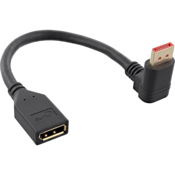 InLine DisplayPort 1.4 adapter cable M/F - 8K4K - downward angled - black/gold