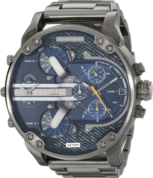 Мужские наручные часы с серебряным браслетом Diesel Men's DZ7331 Mr Daddy 2.0 Gunmetal-Tone Stainless Steel Watch