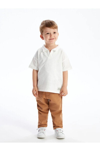Polo Yaka Kısa Kollu Erkek Bebek Tişört ve Pantolon 2'li Takım