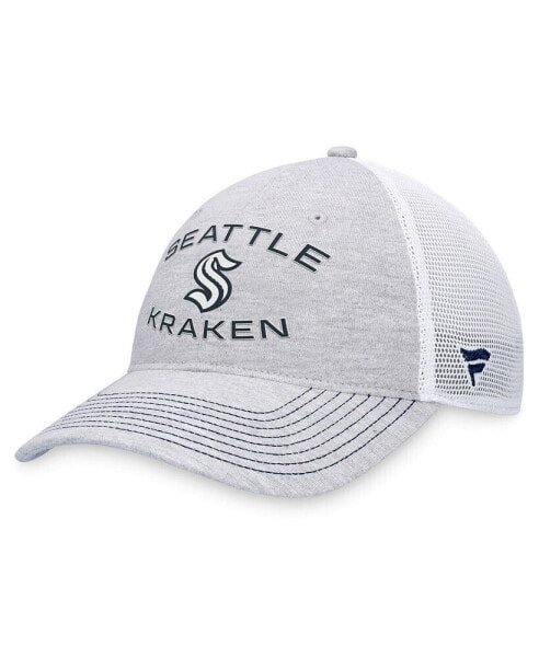 Men's Heather Gray Distressed Seattle Kraken Trucker Adjustable Hat