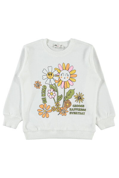 Kız Çocuk Sweatshirt 2-5 Yaş Ekru