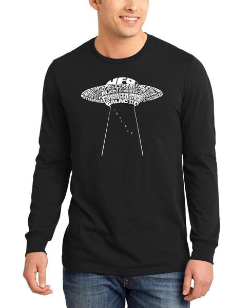 Men's Flying Saucer UFO Word Art Long Sleeve T-shirt