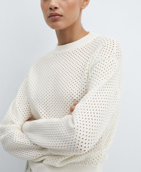 Women's Round-Neck Openwork Sweater