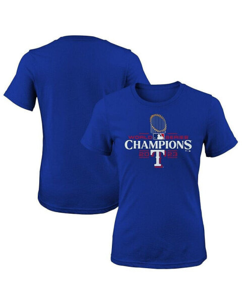 Big Girls Royal Texas Rangers 2023 World Series Champions Official Logo T-shirt