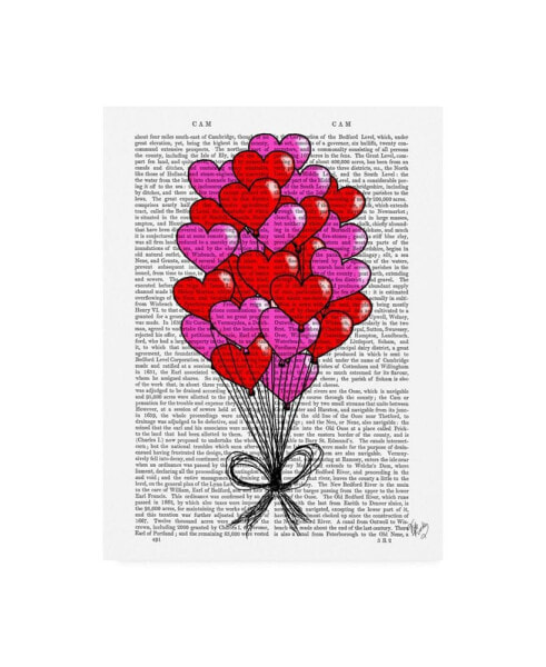 Fab Funky Valentine Heart Balloon Illustration Canvas Art - 19.5" x 26"