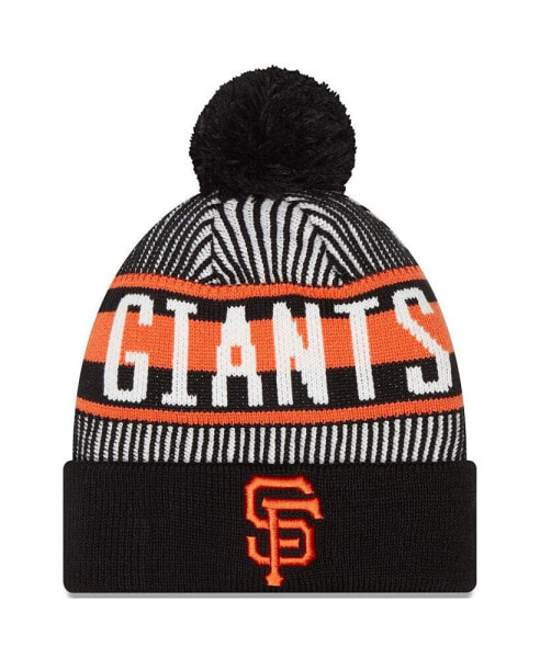 Men's Black San Francisco Giants Striped Cuffed Knit Hat with Pom