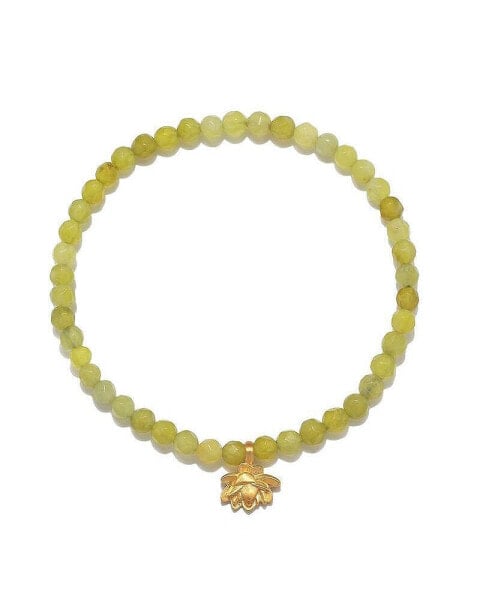 Abundant Fortune Lotus Olive Jade Gemstone Bracelet