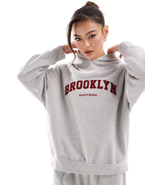 4th & Reckless Brooklyn lounge hoodie in grey marl