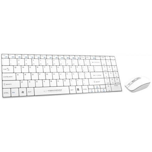 Беспроводная клавиатура Esperanza EK122W - Полноразмерная (100%) - Белая - В комплекте мышь - RF Wireless - QWERTY