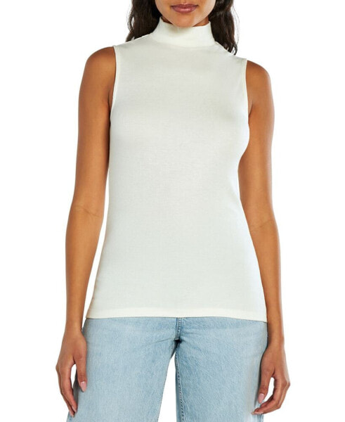 Women's Ribbed Mock-Neck Tank Top