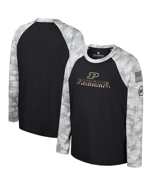 Big Boys Black, Camo Purdue Boilermakers OHT Military-Inspired Appreciation Dark Star Raglan Long Sleeve T-shirt