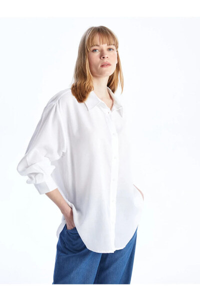 Düz Uzun Kollu Oversize Kadın Gömlek