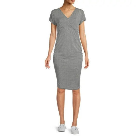 Oh! Mamma Maternity Dress Women's Large Heather Gray Rayon Stretch Wrap Nursing