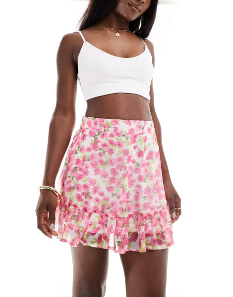 Vero Moda mini skirt in rose print