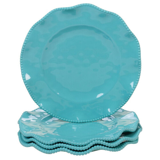 Perlette Teal Melamine 4-Pc. Dinner Plate Set