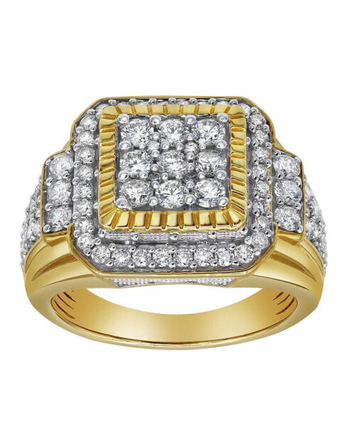 Bigg Boss Natural Certified Diamond 2.04 cttw Round Cut 14k Yellow Gold Statement Ring for Men
