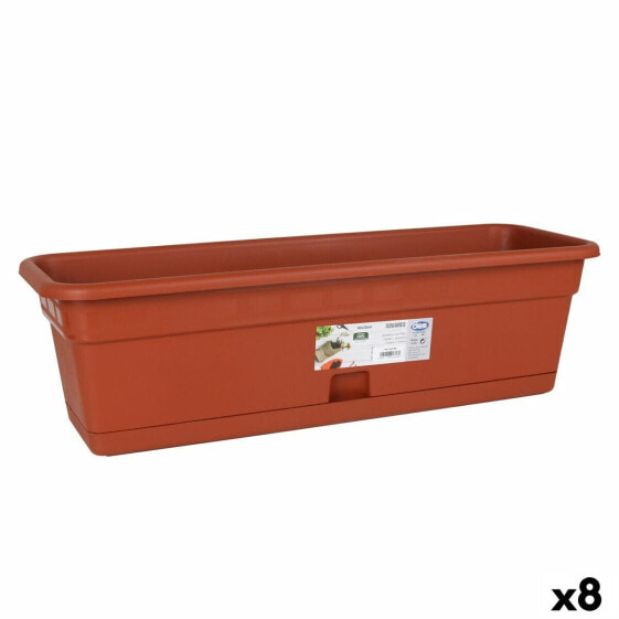 Planter with Dish Dem Squares Rectangular Brown 60 x 20 cm (8 Units)