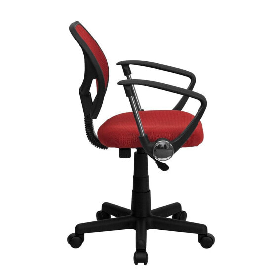 Mid-Back Red Mesh Swivel Task Chair With Arms