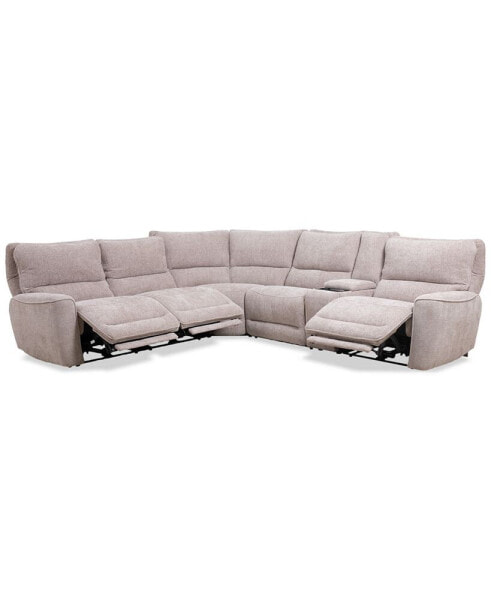 Deklyn 129" 6-Pc. Zero Gravity Fabric Sectional with 3 Power Recliners & 1 Console, Created for Macy's