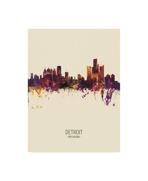 Michael Tompsett Detroit Michigan Skyline Portrait III Canvas Art - 19.5" x 26"