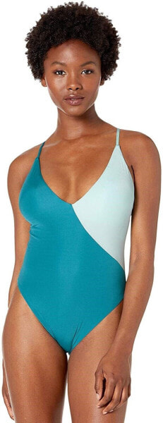 BCBGMAXAZRIA Women's 169914 Plunge V-Neck Crossback One Piece Swimsuit Size 2