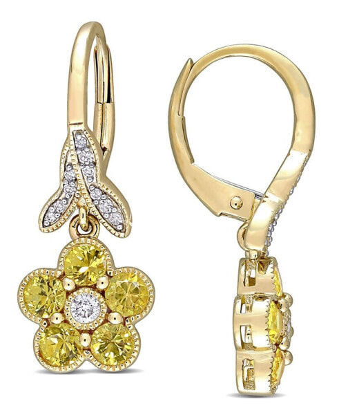 Серьги Macys Yellow Sapphire Flower