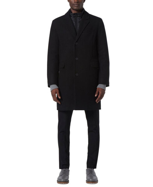 Men's Sheffield Melton Wool Slim Overcoat with Interior Bib